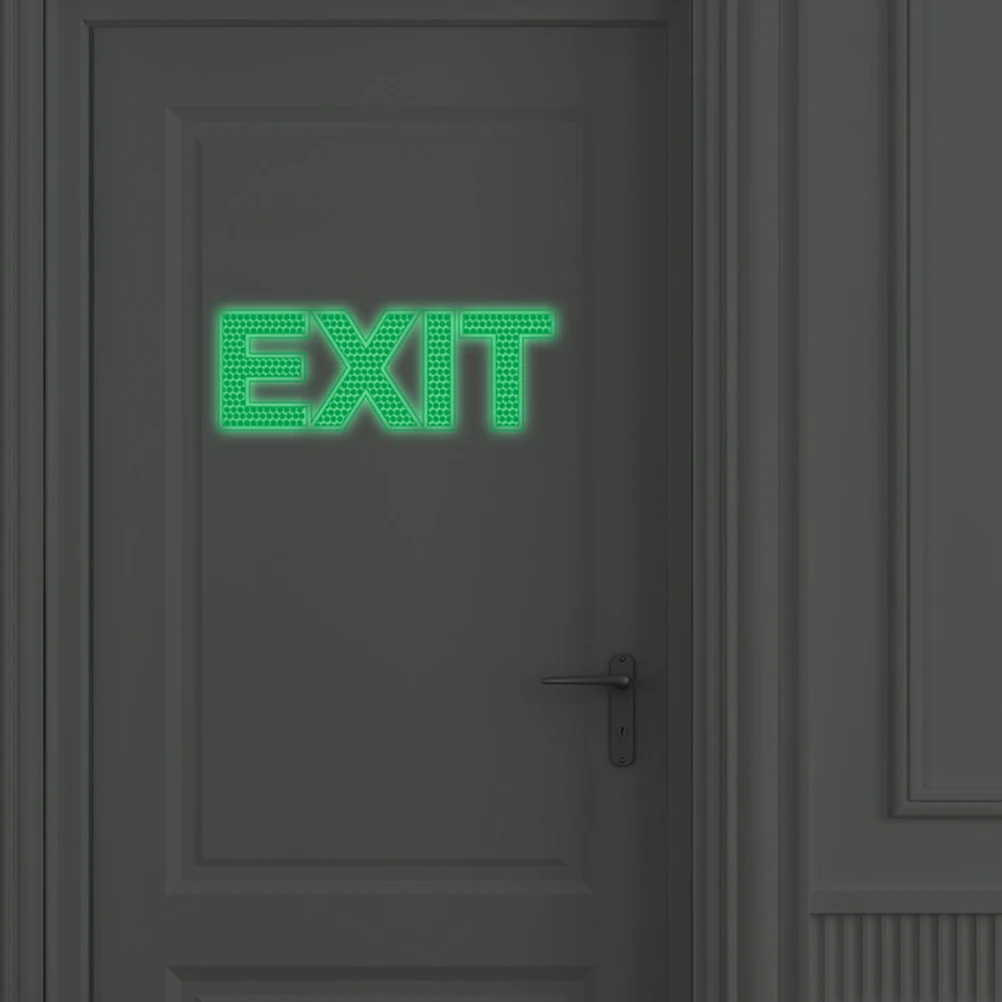 Safety Exit Sign Wall Sticker Door Adhesive Warning Emergency Stickers Luminous Decal