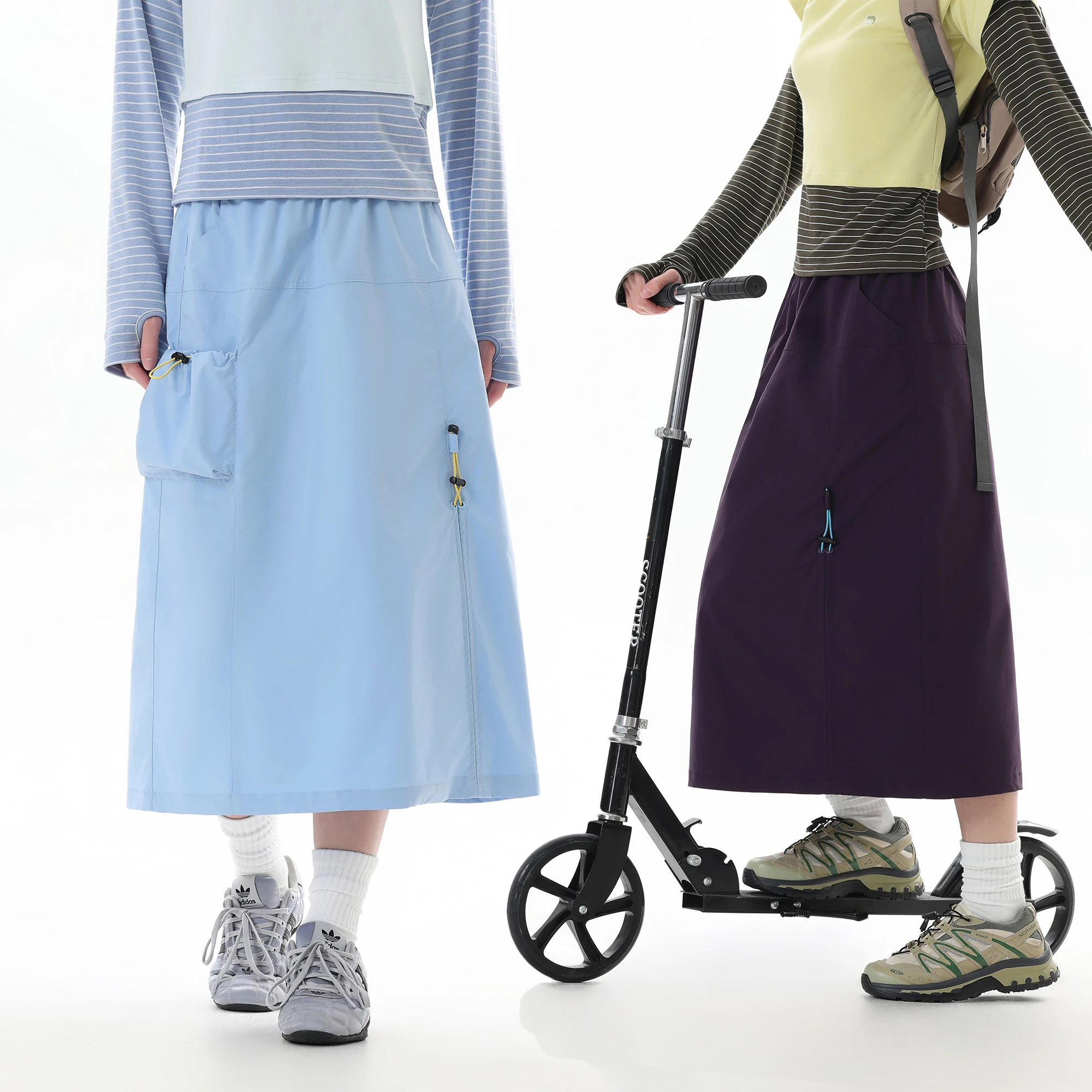Women's Outdoor Water-Repellent Patchwork Midi Skirt – Multi-Pocket, Lightweight & Breathable Hiking Camping & Urban Exploration