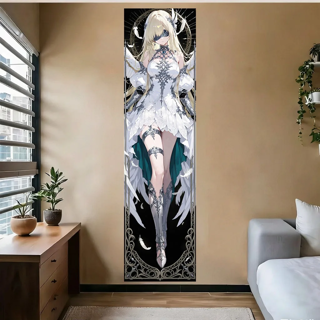 Blindfold Angel Knight Girl Tapestry Medieval Aesthetic Bedroom Livestream Background Cloth Cool Warrior Room Wall Decor
