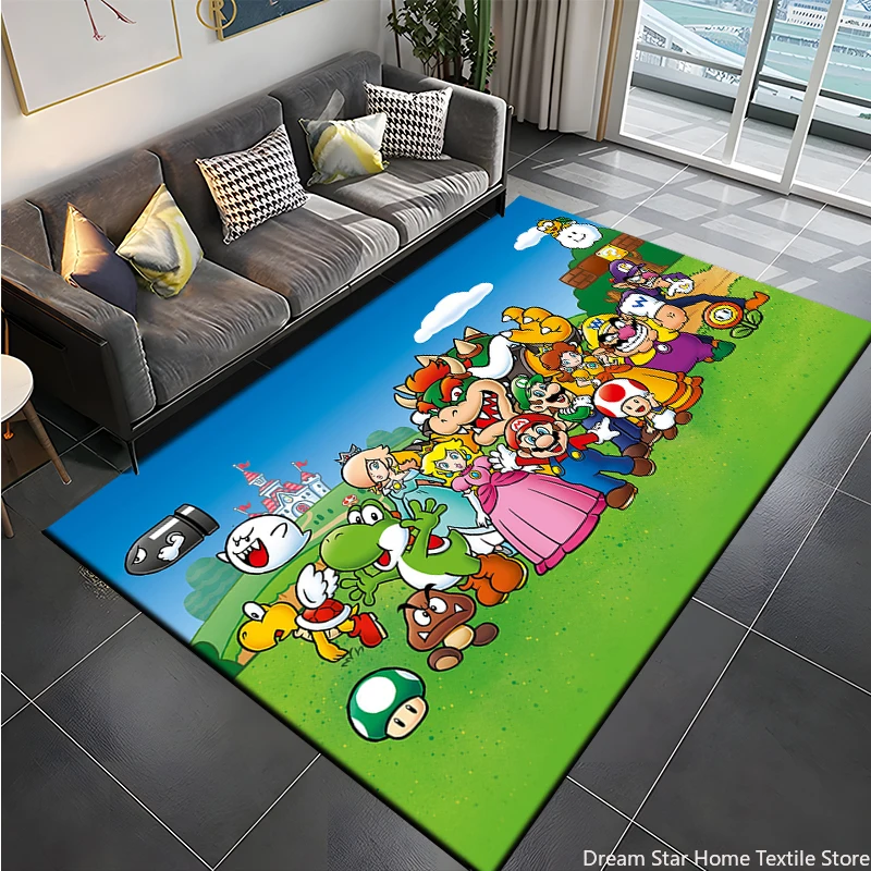 Retro 3D Super Mario Bros HD Game Area Rug,Carpet for Home Living Room Bedroom Sofa Doormat Decor,Kids Play Non-slip Floor Mat