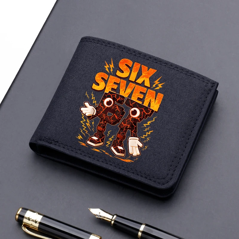 Steal A Brainrot Canvas Wallets Anime 67 Six Seven Multi-card Slot Billfolds Boys Folding Card Holders Short Coin Purses Gift - view 3