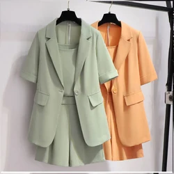 QP high  quality suit shorts set women`s 2024 new fashion small person leisure network red Korean version of a three-piece suit