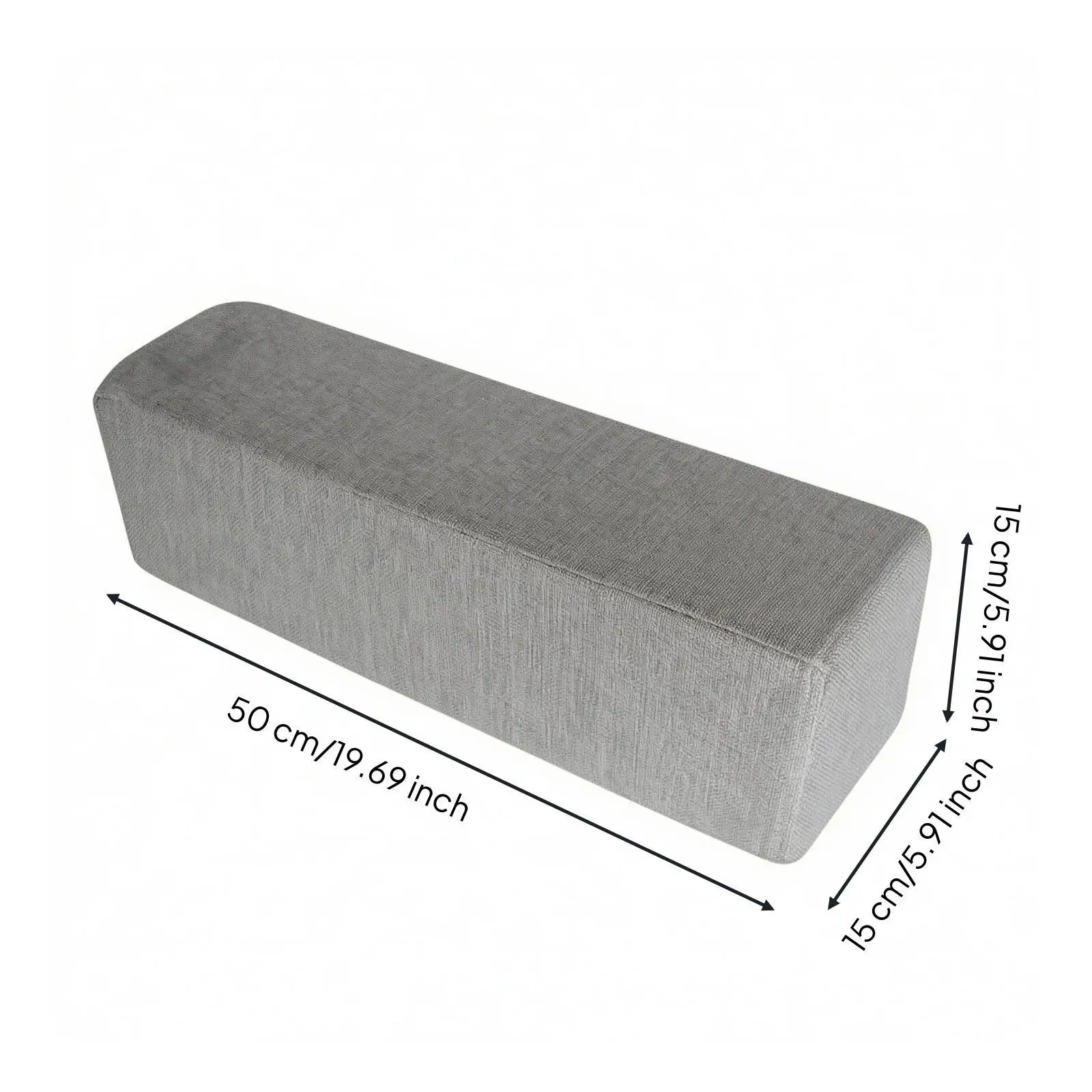 Rectangular Sofa Armrest Cushion Firm Sponge Core Breathable Linen Cover for Daybed Comfort