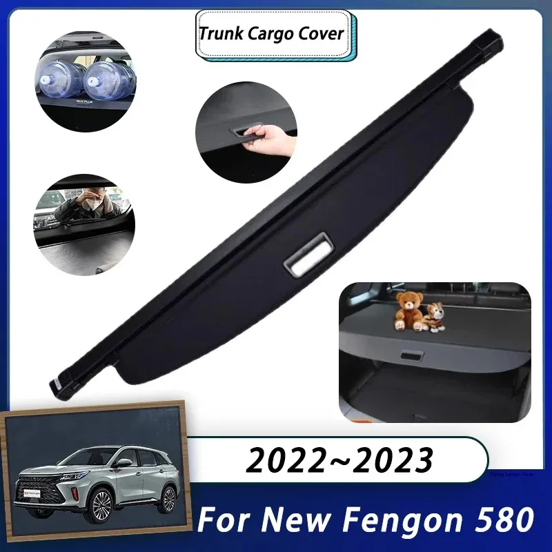 

Rear Cargo Cover For New Fengon 580 Landian E5 DFSK SUV 6 MK2 2022 2023 Trunk Luggage Curtain Organizer Retractable Shielding