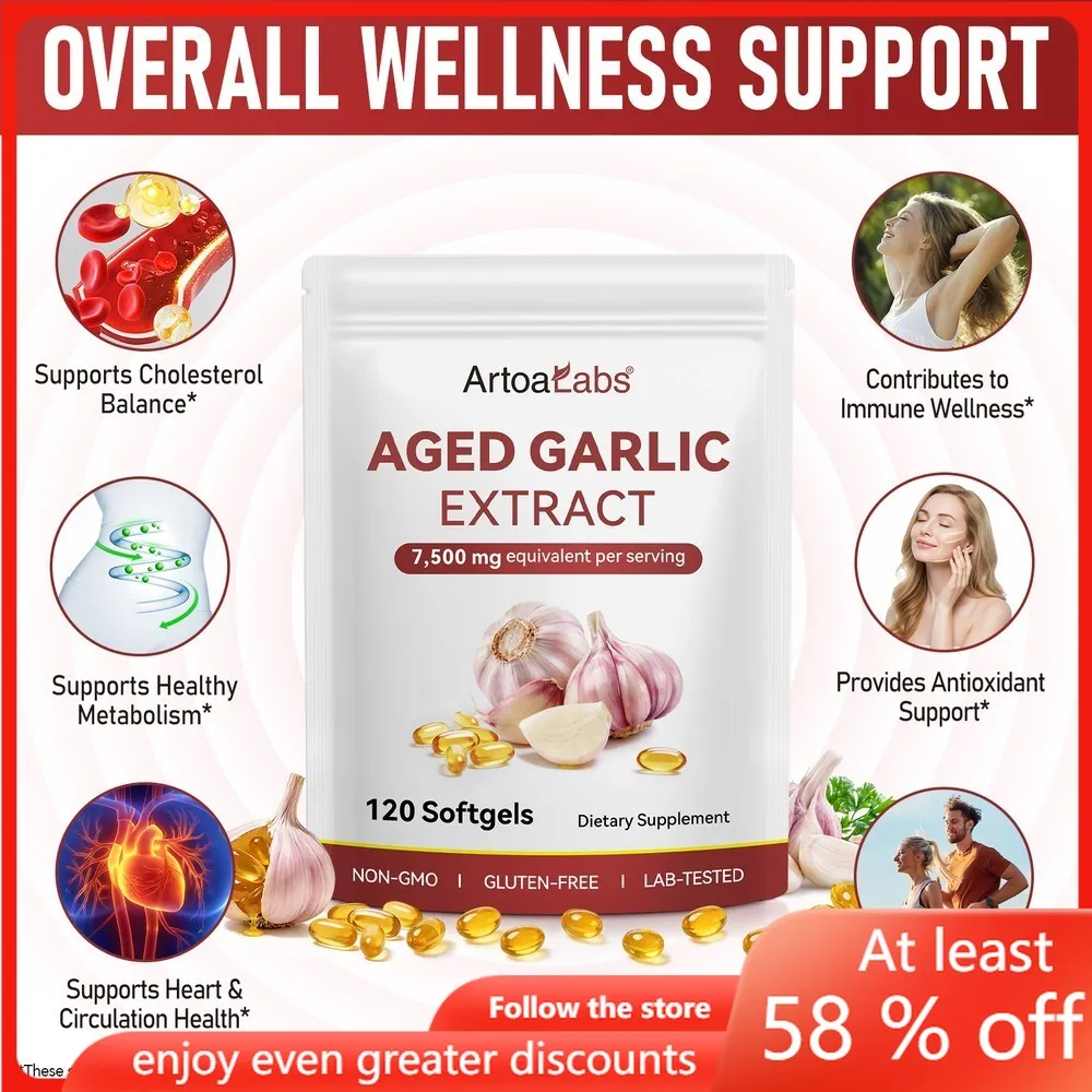 ArtoaLabs Garlic Oil Softgels: Mature Garlic Extract Softgels, Ideal for Adult Health and Immune Support 120 Softgels