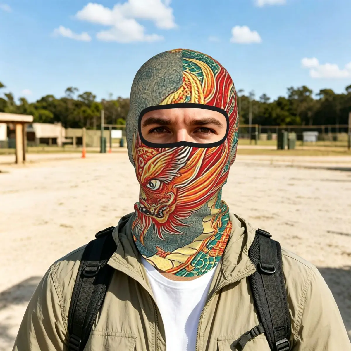 Chinese Dragon Asian Oriental Style Art Thin Balaclava Full Face Mask Sun Protection Neck Gaiter For Motorcycle Cycling Outdoor