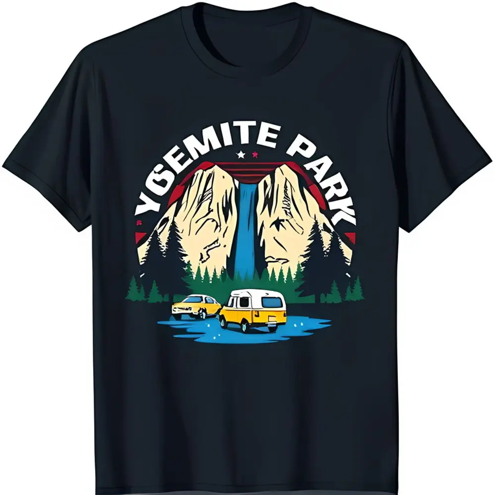 

Explore Yosemite: Black T-Shirt with Stunning Nature Graphic