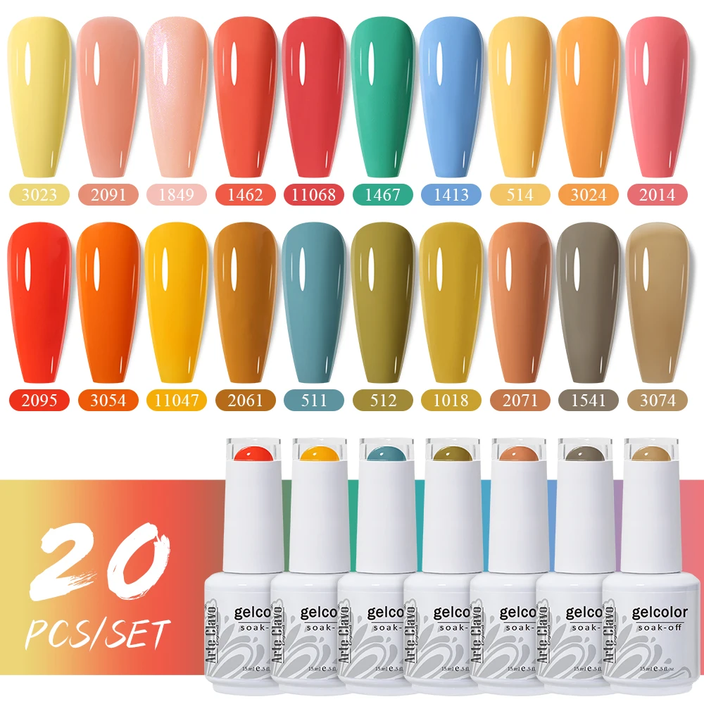Arte Clavo 15 مللي 20 قطعة/المجموعة شبه الدائم هلام مسمار مجموعة طلاء الأظافر UV LED هلام الورنيش اللون نقع قبالة مسمار ورنيش تحتاج قاعدة معطف فوقي #4