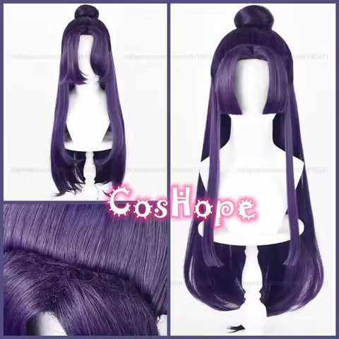 Jinshi Cosplay Wig with Bun 85cm Long Dark Purple Wig Cosplay Anime Cosplay Wigs Heat Resistant Synthetic Wigs
