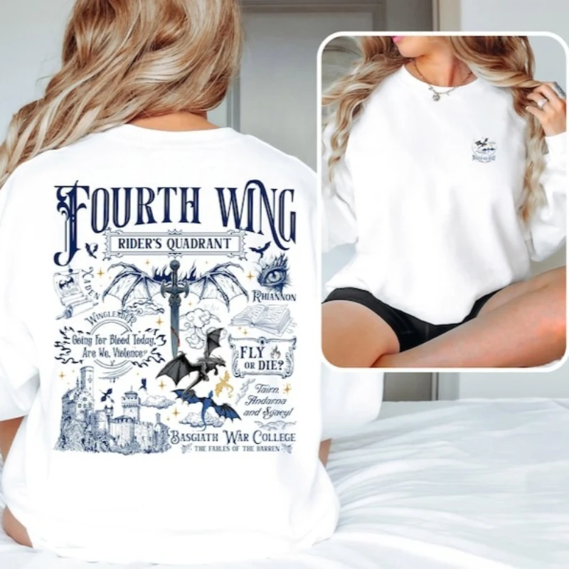 قميص رباعي الجناح الرابع لراكبي الدراجات الخيالية Dragon Merch Basgiath War College Lovers Tairn Xaden Riorson Andarna Empyrean Series