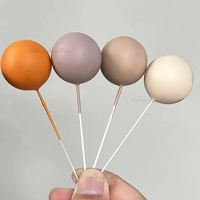20Pcs Cream Gold Balls Cake Toppers Boho Bear Birthday Cake Decorations for Wedding Birthday New Year Xmas Cake Decor