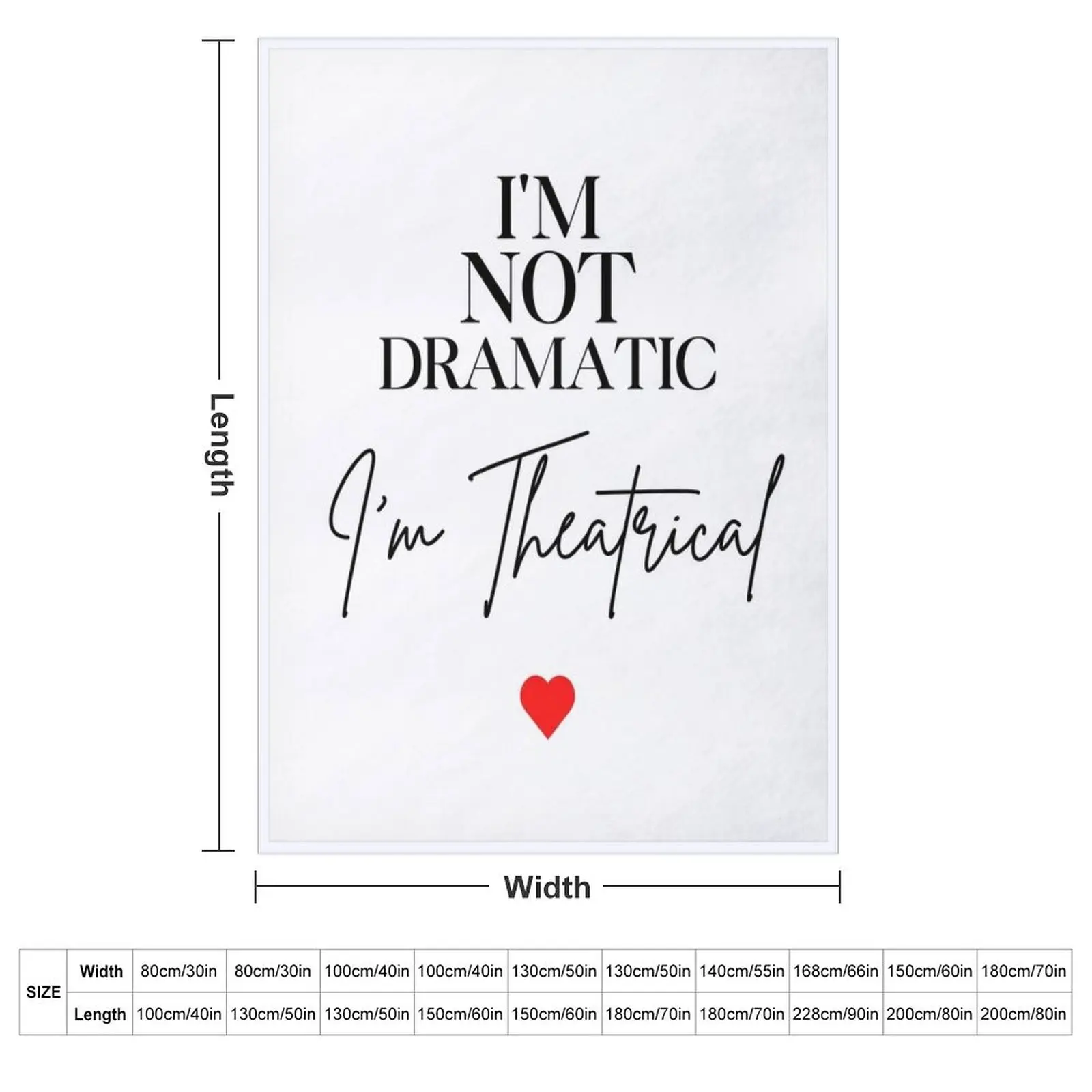 I'm Not Dramatic, I'm Theatrical Throw Blanket couch cozy soft plush fuzzy picnic outdoor blanket
