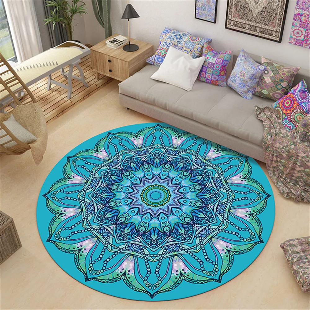 

HXHallucination Carpet Fashion Round Carpet Bohemian Style Living Room Bedroom Home Ethnic Style Rug Floor Mat Rugs