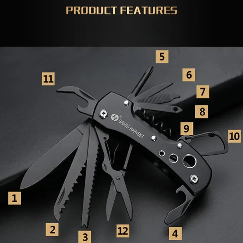 Functional Swiss Army Stainless Steel Folding Knife Multifunctional Army Knives Pocket Hunting Camping Survival Outdoor Knives