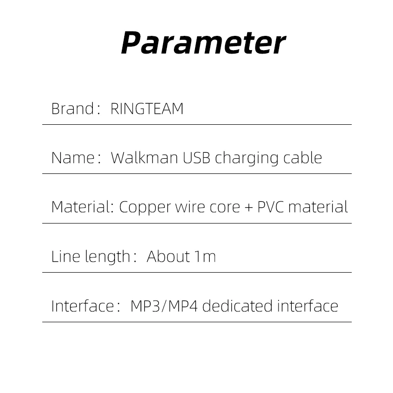 1m Walkman Data Cable Charging for Sony MP3 MP4 Player NW-S703F S705F S706F NWZ-A828 A829 NWZ-A840 A815 A816 NWZ-S618F E436F