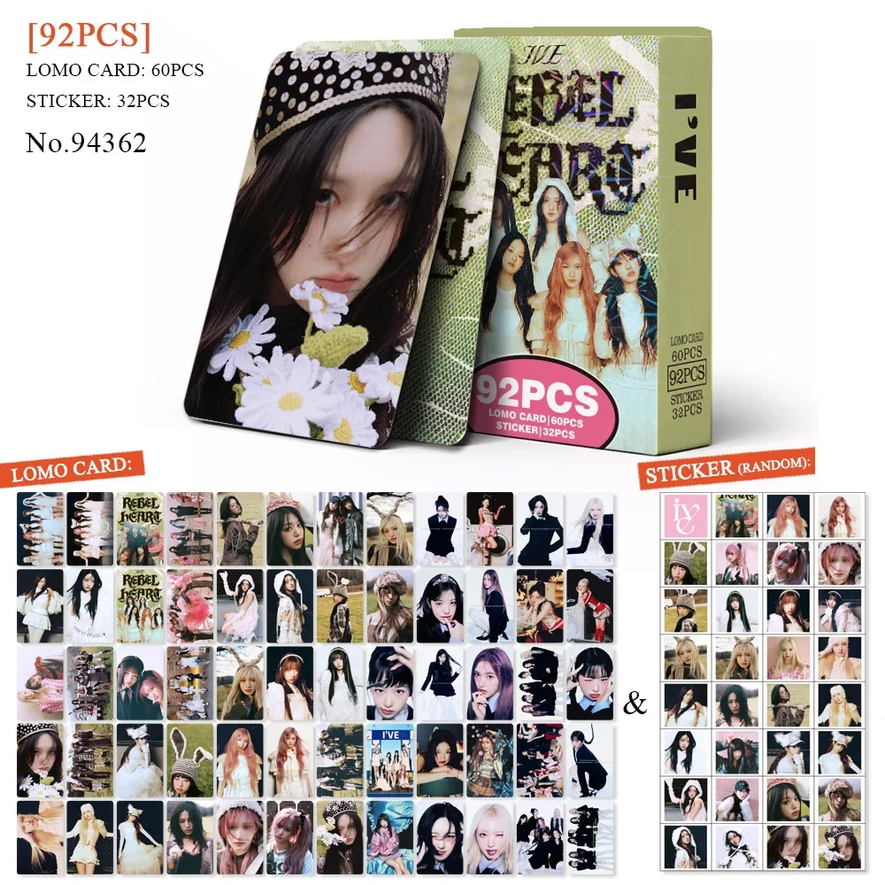 92 Pçs/set Kpop Idol Novo Álbum Rebel Heart Lomo Cartões Fotográficos Adesivos HD Impressão Cartão Postal REI WONYOUNG Fãs Coleção Presentes