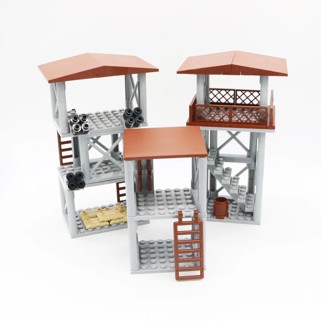 MOC Sentry Tower Army Military base Building Blocks Toys Big Gun Fenced Sentry Post  DIY Construction Model Children's toy gifts
