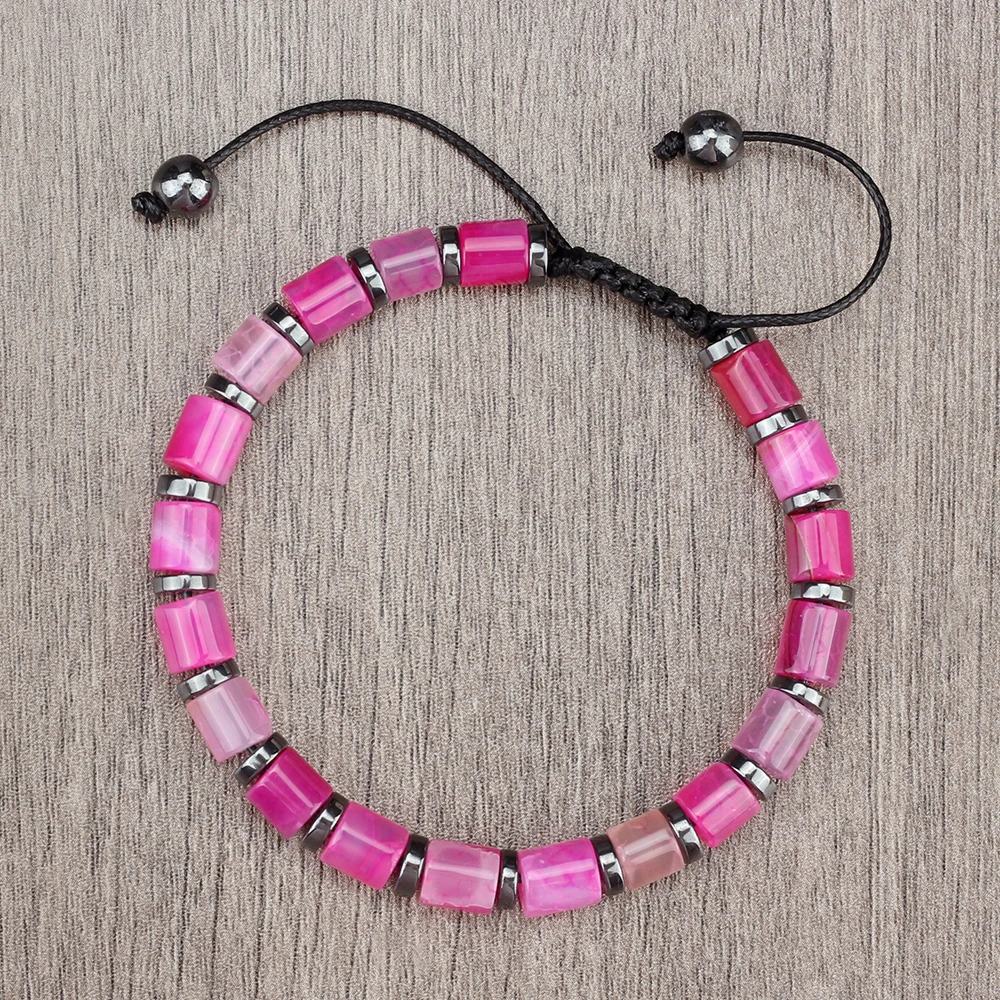 New 6*6mm Cylindrical Natural Stone Tiger Eye Agate Bead Bracelets Women Men Fashion Adjustable Bracelet Pulsera Hombre Jewelry image 4