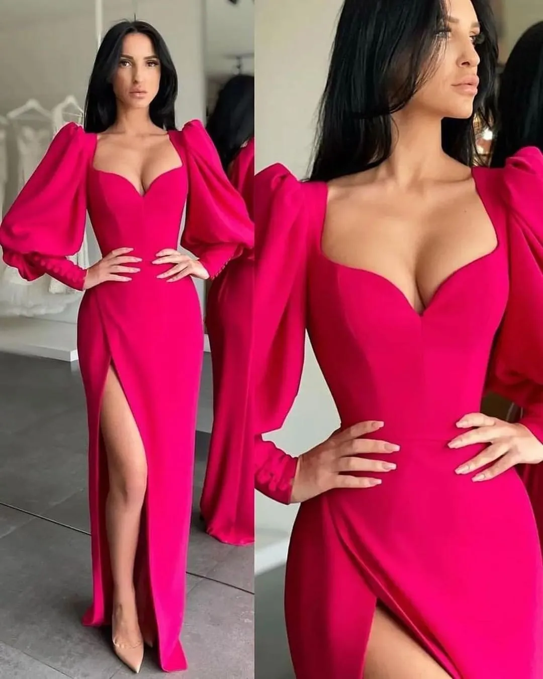 

Customized Delicate Jersey Straight Buttons Evening Dresses Strapless Long Sleeves Sweep Train Homecoming Dress Exquis