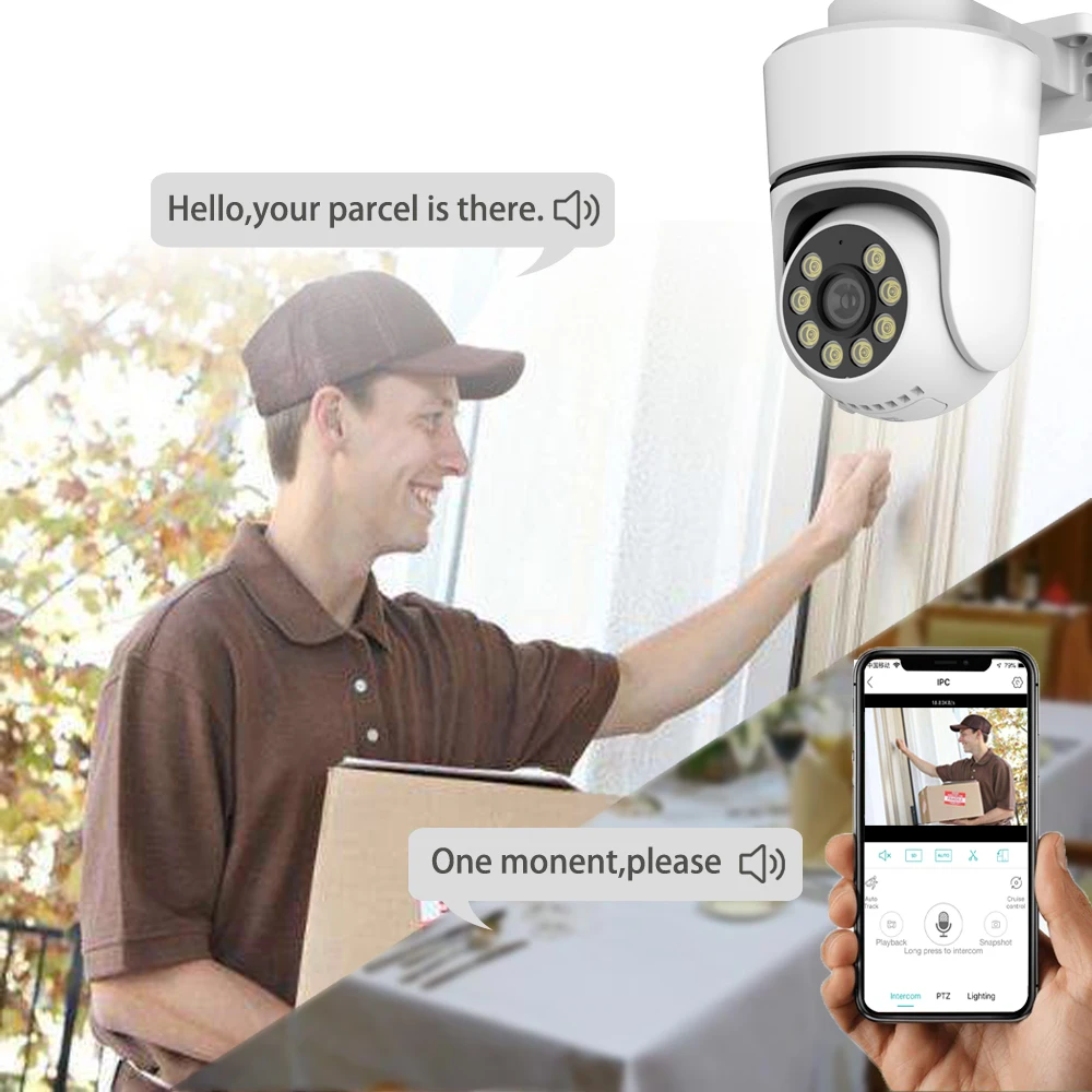 8MP Poe Ptz Camera Onvif Out Door Water Proof 4k Hd With Color Night Vision Dome Ip Samrt Two Way Audio XMEye TF Card Security