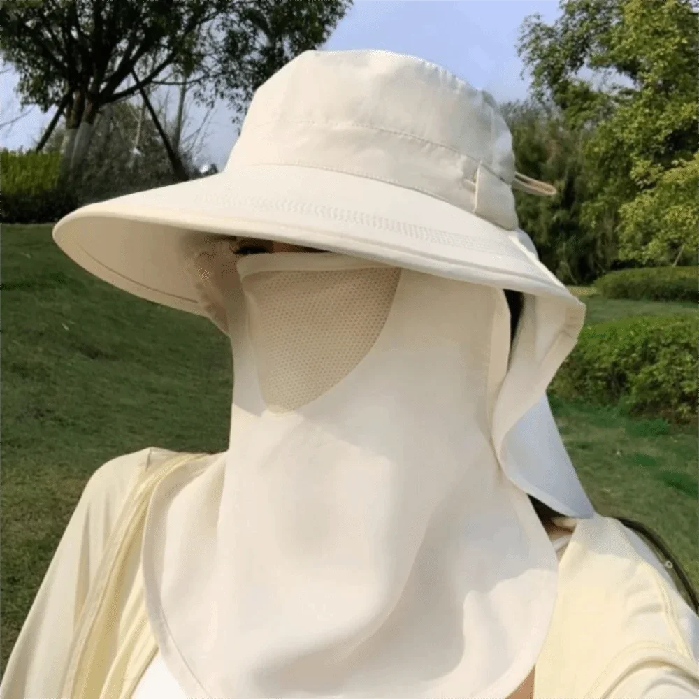 Sunscreen Hat Breathable Face Mask Neck Protection Integrated Sun Hat UV Resistant Outdoor Sun Hat Women's Summer