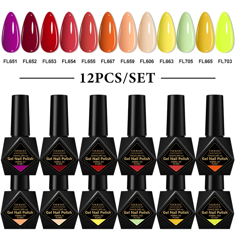 12pcs Nail Gel Polish Set HEAM TPO FREE All-Season Nail DIY Nail Art UV/LED Painting Vernis Manicure Kit Long Lasting Hybrid Gel