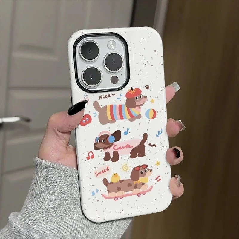 

Ins Three Colorful Sausage Dogs Case for IPHONE 17 16ProMax 15 14 13 12 11 PRO Plus Acrylic TPU Two in One Magnetic Phone Cases