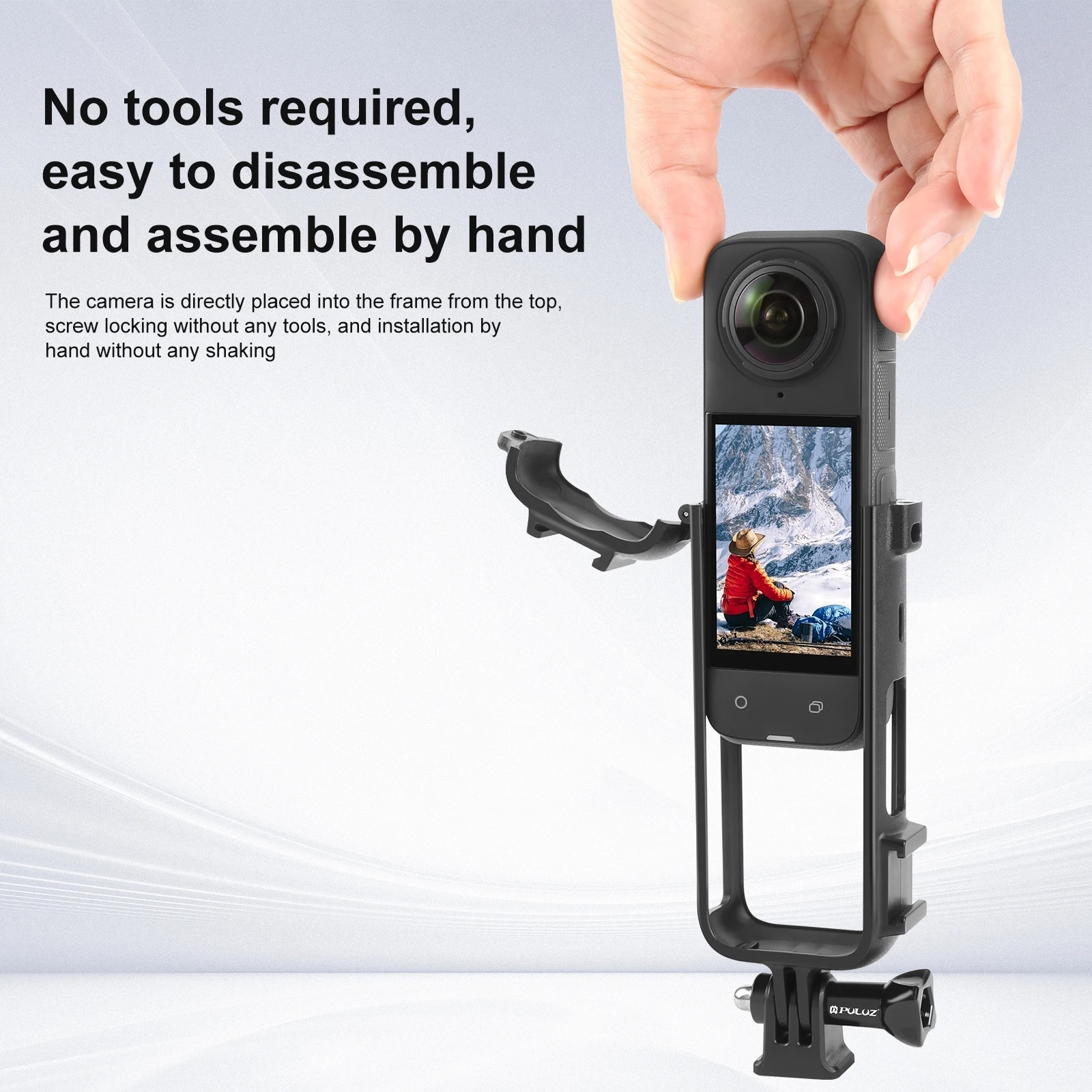 Puluzコールドシューズピースプラスチック保護フレーム、insta360 x4用ハウジング、アダプターマウントとネジ