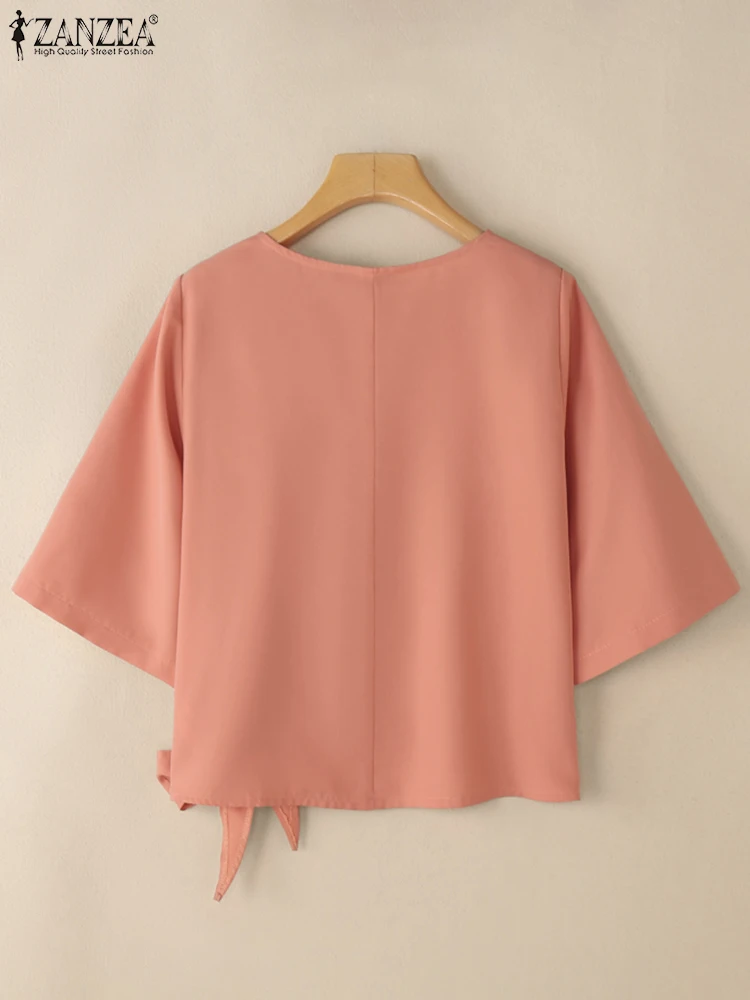 ZANZEA Letnie eleganckie koszule Stylowa bluzka damska 2025 Casual O Neck Half Sleeve Holiday Tops Female Work OL Blusas Tunic