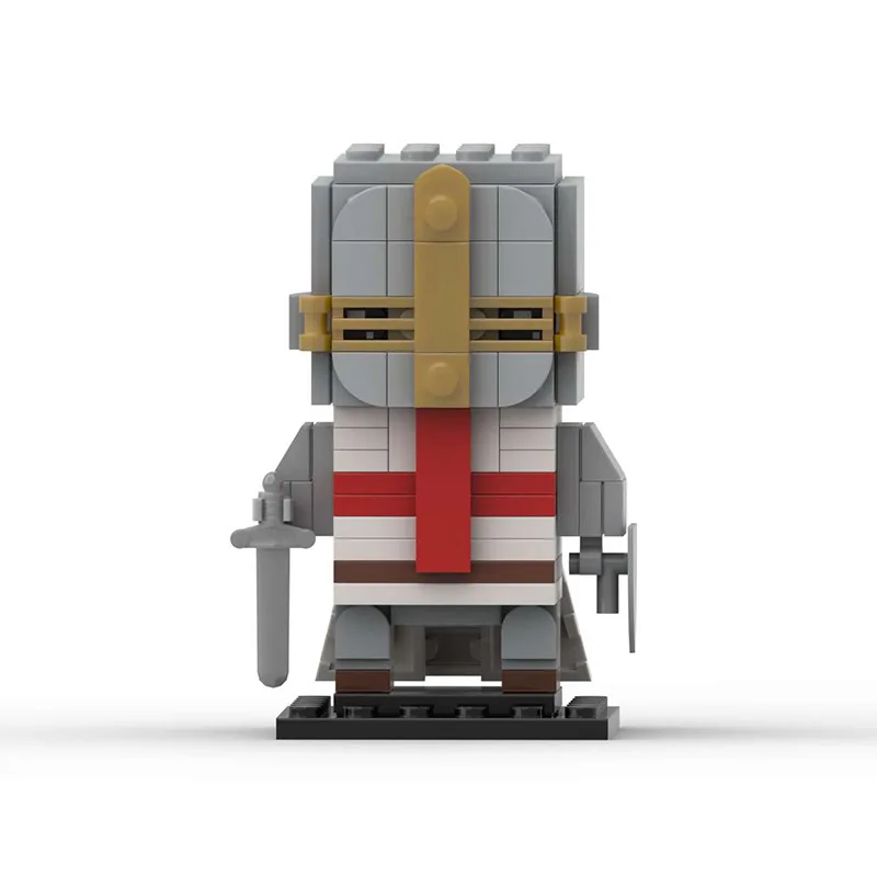 MOC Crusader Square Head Building Block Boy Assembly Creativity Three-dimensional Doll Ornament Birthday Gift Kids Toys