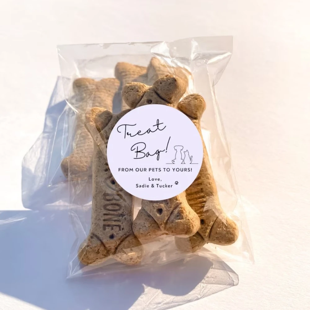 50PCS Customizable Pet Treat Wedding Favors | Dog Cat Treat Bag | From Our Pets to Yours | Personalized Sticker and Treat Bags