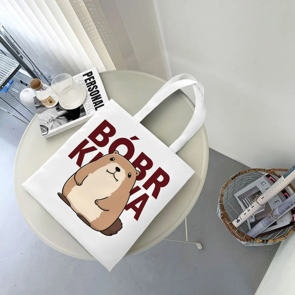 Kurwa Bobr Meme Cute Funny Beaver Canvas Tote Bag Eco-Friendly Large Shopping Bag for Unisex Polish Bober Meme Shopping Bags