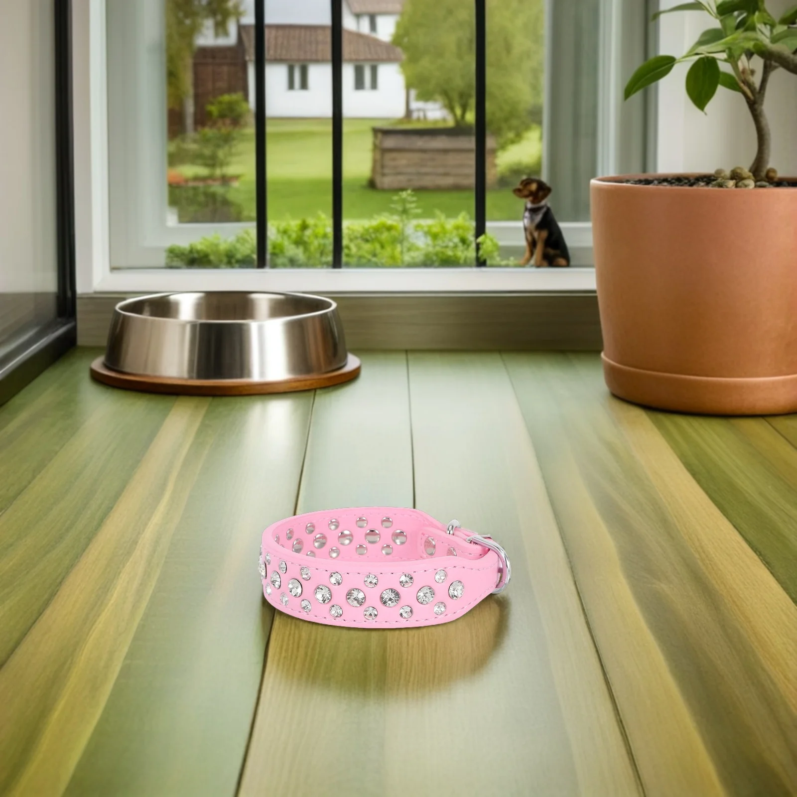 

Adjustable Pet Rhinestone Collar for Small Medium Dogs - Sparkly Crystal Glitter Dog Collar Jewelry Style Wedding Outfit