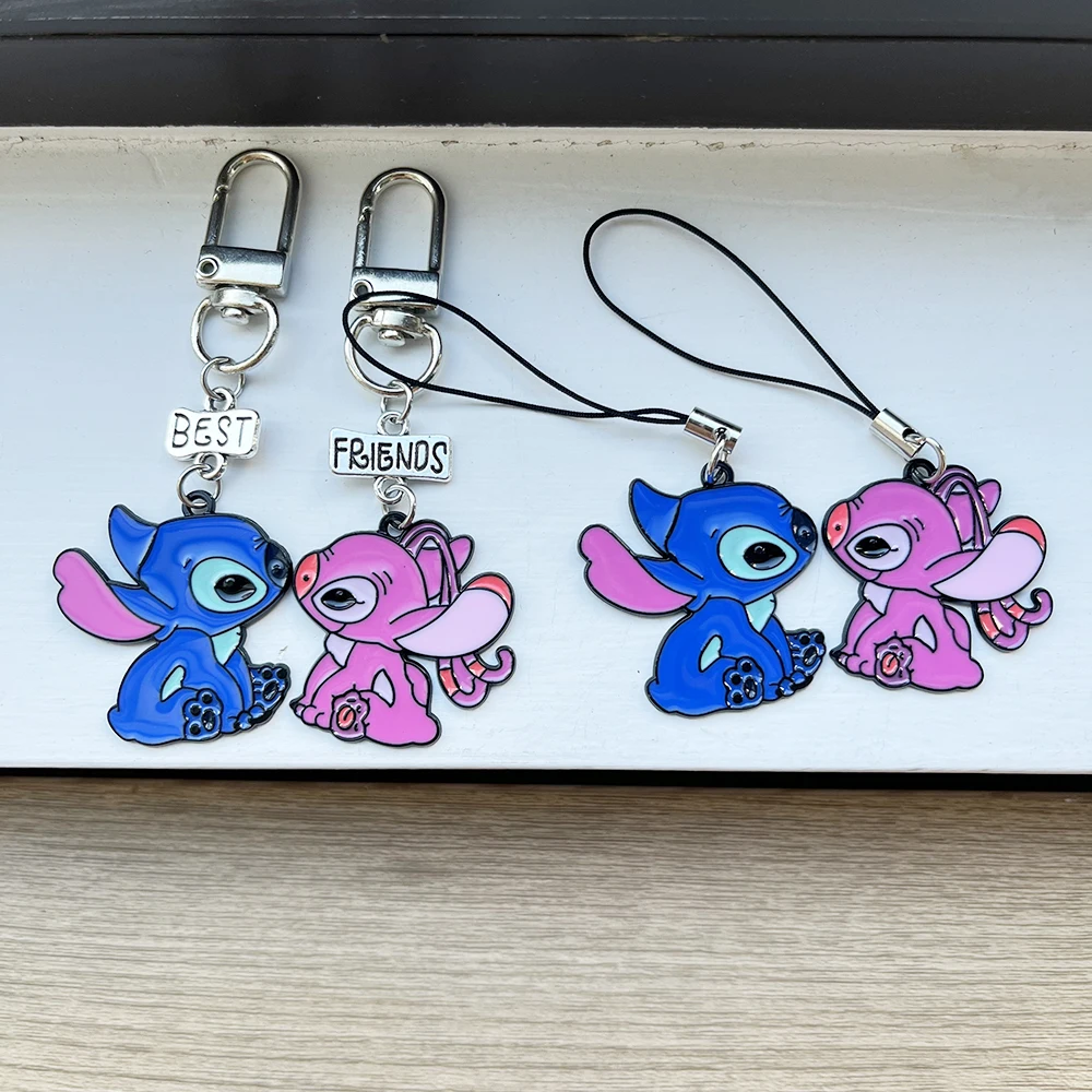 Juego de llaveros para hombres y mujeres, colgante de bolso de coche con punto de beso de Ángel, joyería de amistad para parejas, regalos para mejores amigos, 2/4 Uds.