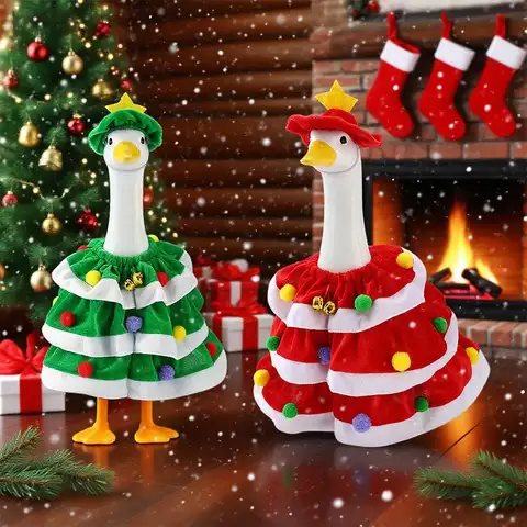 Christmas Goose Outfit Clothes for Lawn Porch Goose Doll Christmas Porch Goose Clothes with Hat Patio Yard Lawn Art Decoration