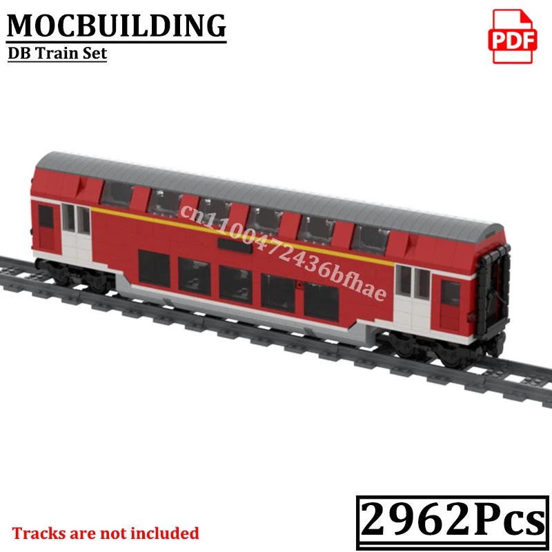 Zestaw kolejowy DB BR 143 z lokomotywą i wagony pasażerskie, model kolejowy, klocki konstrukcyjne MOCBUILDING, zabawki konstrukcyjne, prezent, klocki.