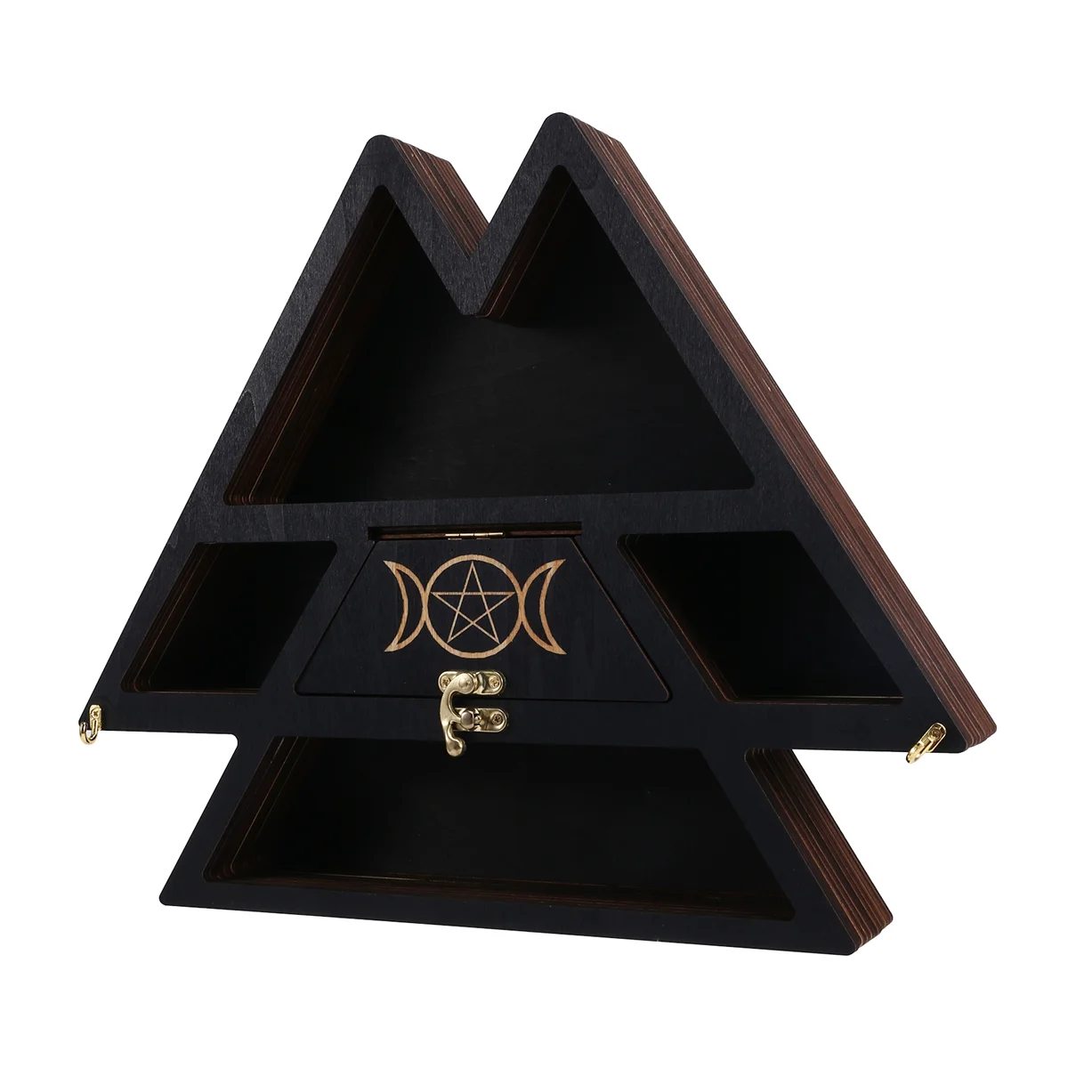 

Versatile Wooden Pyramid Wall Shelf Crystal Display Rack Floating Shelf