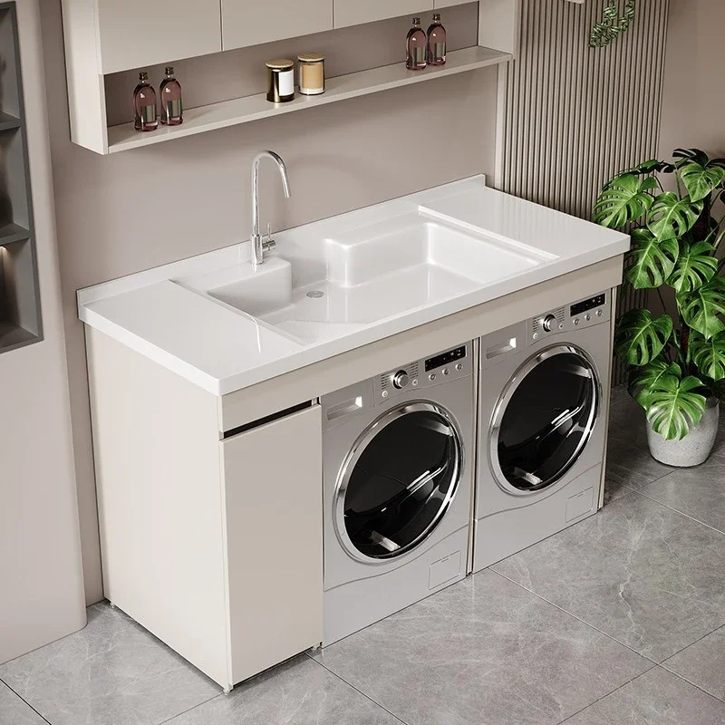 Laundry cabinet Double position and discharge washing and drying integrated cabinet Laundry pool Washing machine cabinet Balcony