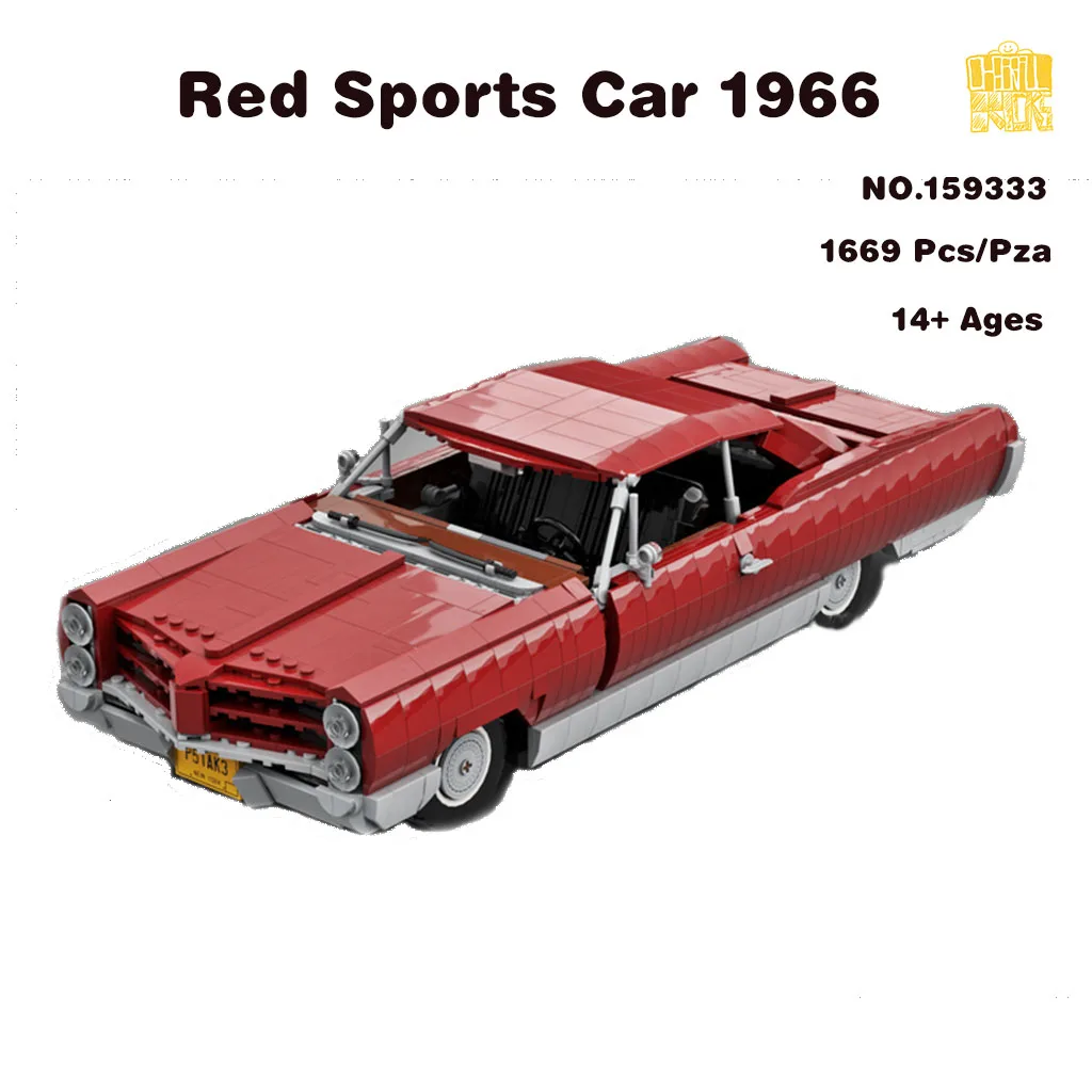 

Модель MOC-159333 Red Sports Car 1966 с PDF-рисунком, строительные блоки, кирпичи, игрушки «сделай сам», подарки на день рождения и Рождество