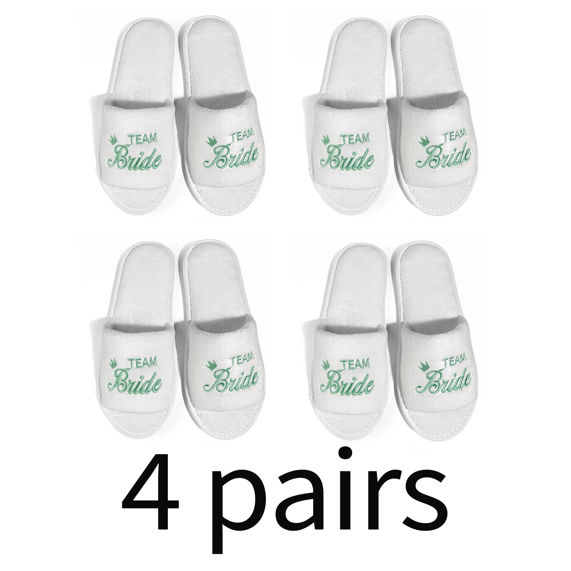 Braut und Brautjungfer, Hochzeit, Party, Gäste, Zuhause, Slip-On-Schuhe, Brautparty-Hausschuhe, offener Zehenbereich mit goldenem, mintgrünem und rosa – Detail 21