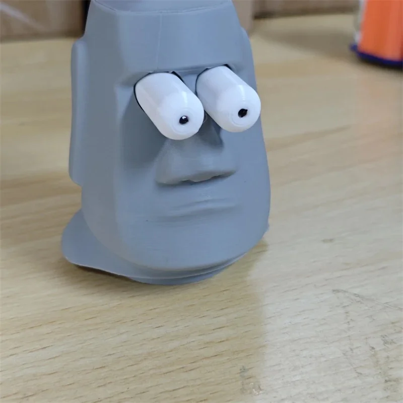 3D Printed Pop Eyed Moai Statue Press Pop Up Eyes Decompression Toy Novelty Desk Ornament Stress Relief Fidget Toy Gift