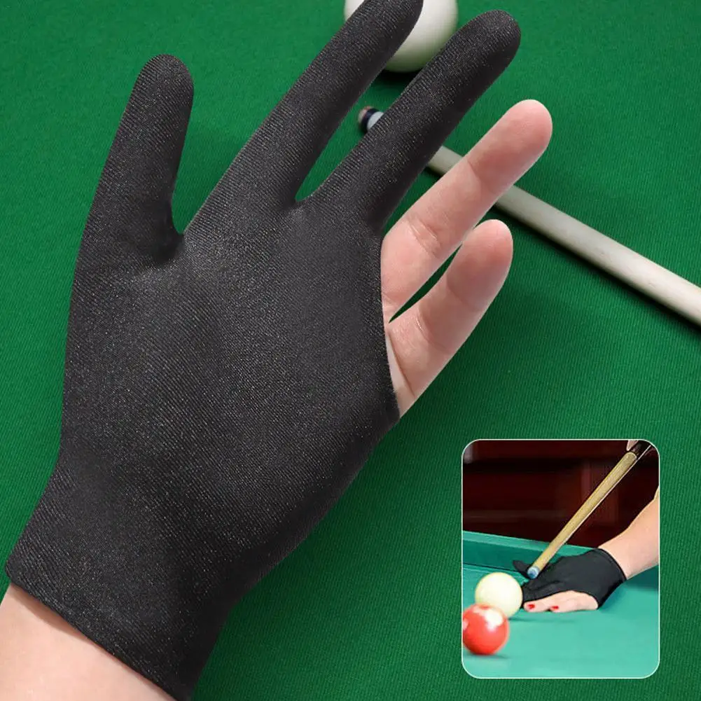 5pcs/set Billiards Glove Left Hand Three Finger Snooker Billiard Glove Non Slip Stickers Elasticity Billiard Training Gloves