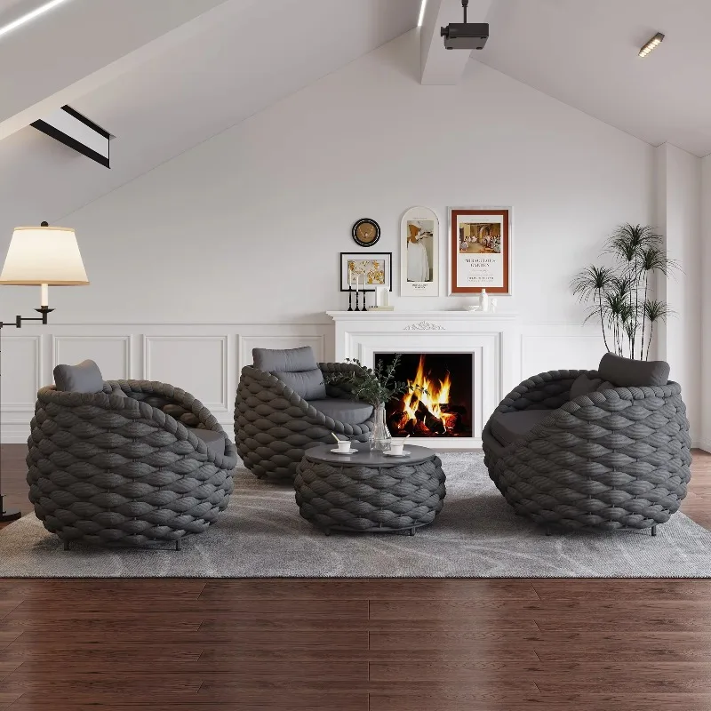 

Outdoor wicker combination sofa set with cushion garden rattan