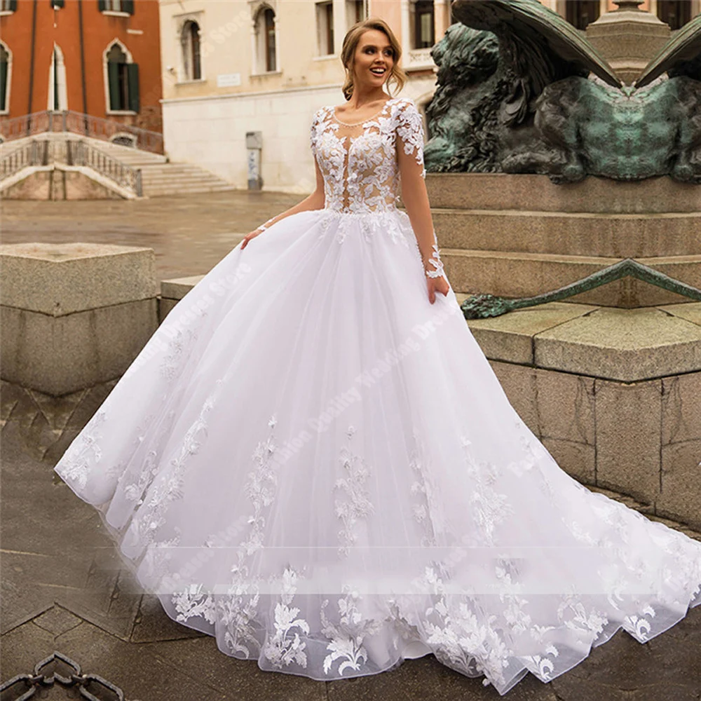 2025 eleganckie damskie suknie ślubne Sweetheart rękawy z kołnierzykiem romantyczne koronkowe aplikacje suknie ślubne Vestidos De Novias dostosowane