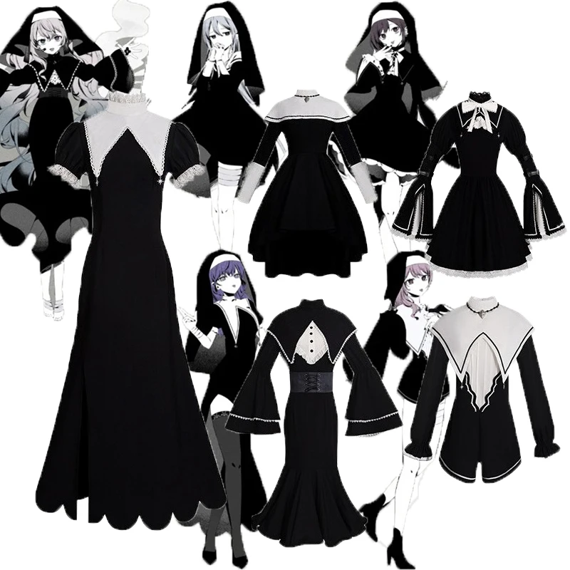 

ANIMECC Sahina Mafuyu Mizuki Yoisaki Kanade Shionome Ena PJSK Nun Dress Wig Game Project Sekai 25ji Косплей Хэллоуин для женщин