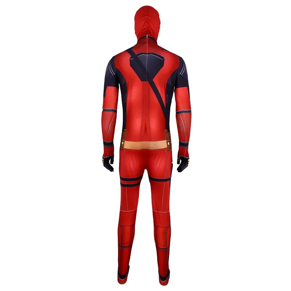 Children Deadpool Jumpsuit Cosplay Costume with Mask Suit Superhero 3D Printing Bodysuit for Aldult Kids Halloween Carnival Gift