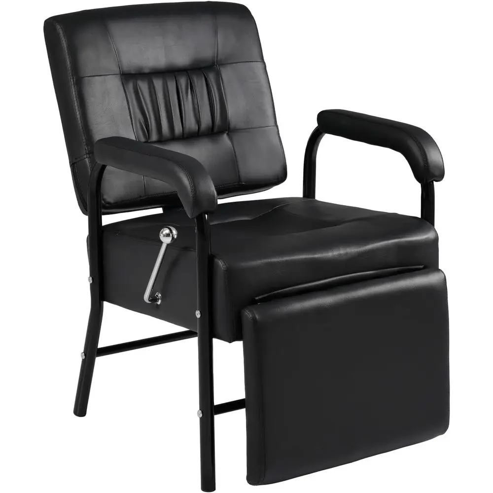 

Черное кресло-реклайнер для парикмахеров и барберов с регулируемым механизмом откидывания спинки