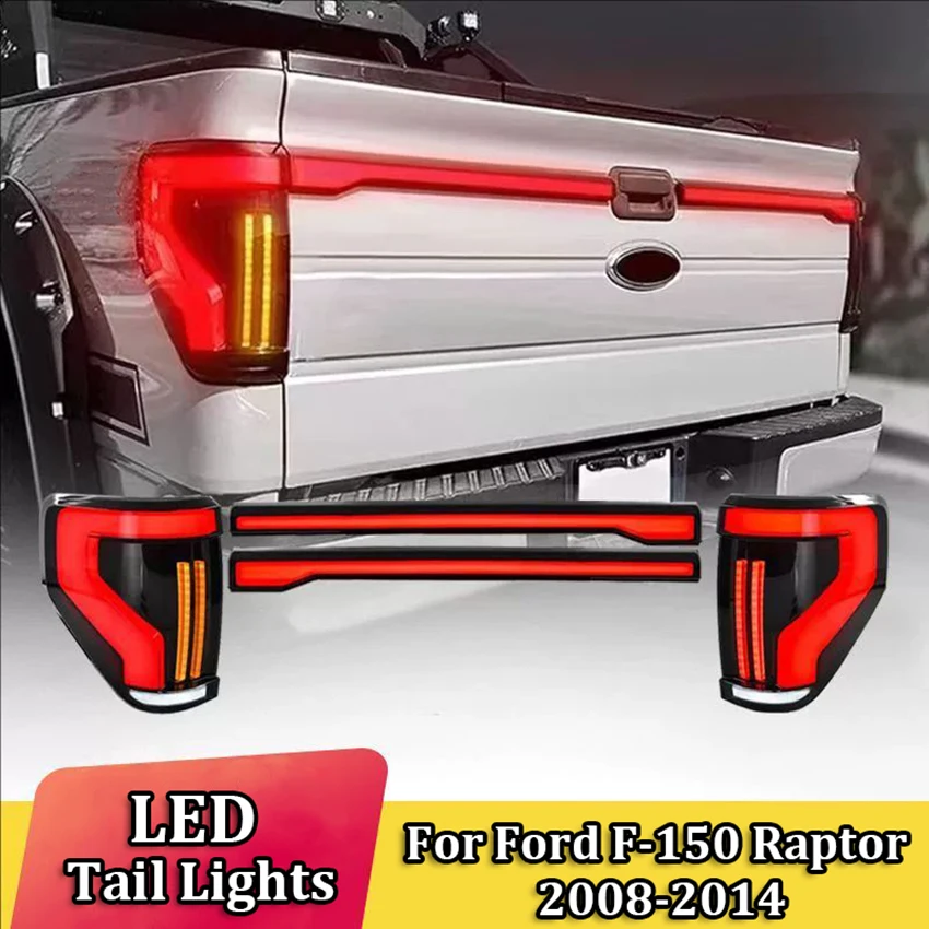 1 Pair LED Taillights For Ford F-150 Raptor 2008-2014 Pickup Rear Signal Lights Dynamic Turn Signal Brake Light Tailgate Lamp