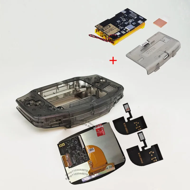 IPS V4 Pre-gelamineerde scherm LCD-schaalsets 1800mAh ingebouwde lithium batterij met Type C oplaadpoort batterijdeksel voor GBA
