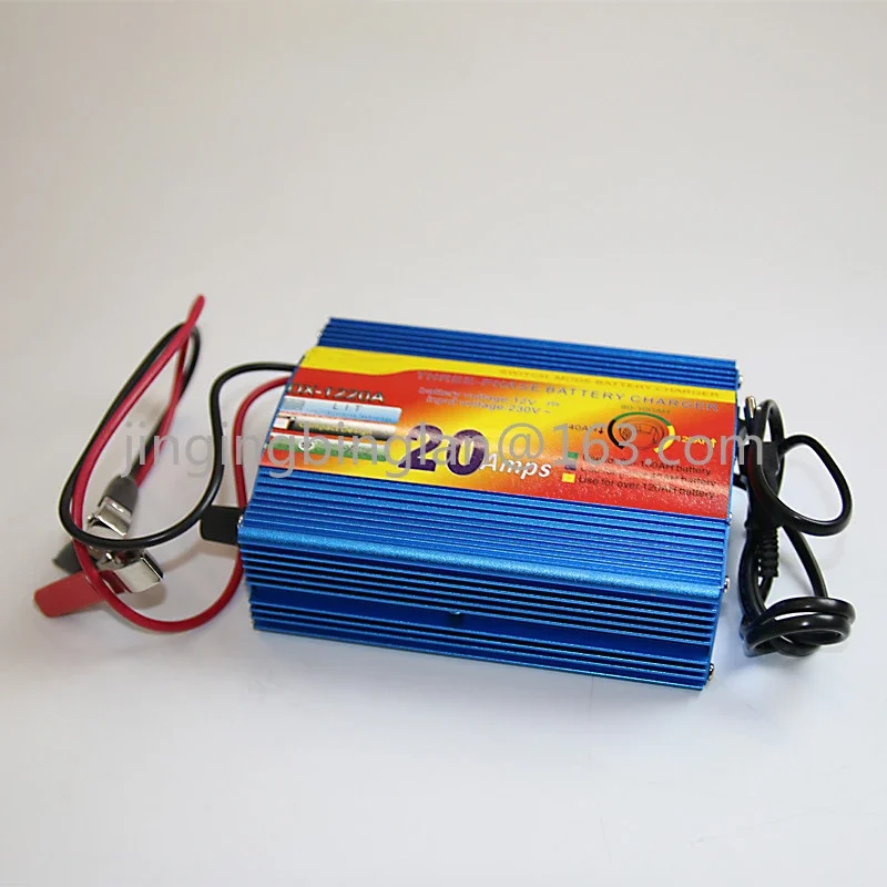 220V three-stage 12V lead-acid battery charger 20A current, battery charger, European plug, blue